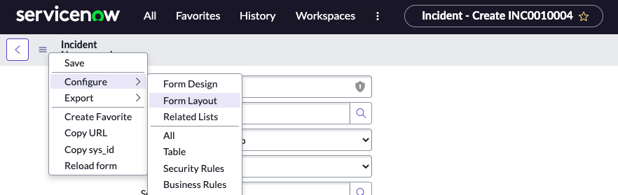 Image of navigating Additional Actions / Context Menu > Configure > Related Lists